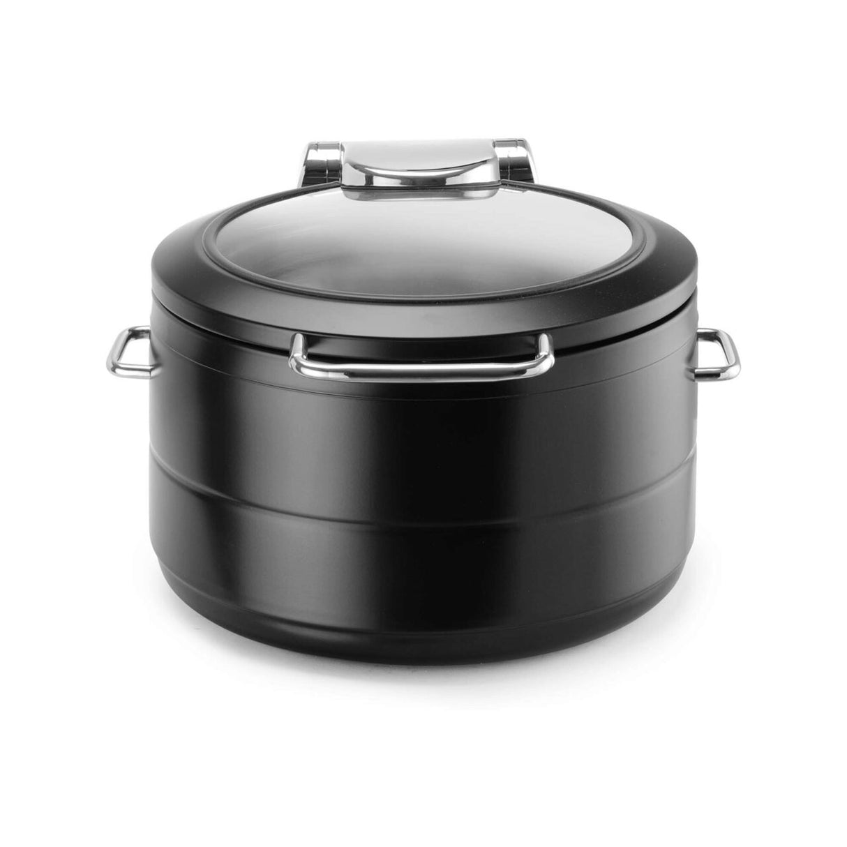 Incalzitor cu inductie rotund cu capac din sticla De Luxe Black, 9l Fine Dine