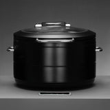 Incalzitor cu inductie rotund cu capac din sticla De Luxe Black, 9l Fine Dine