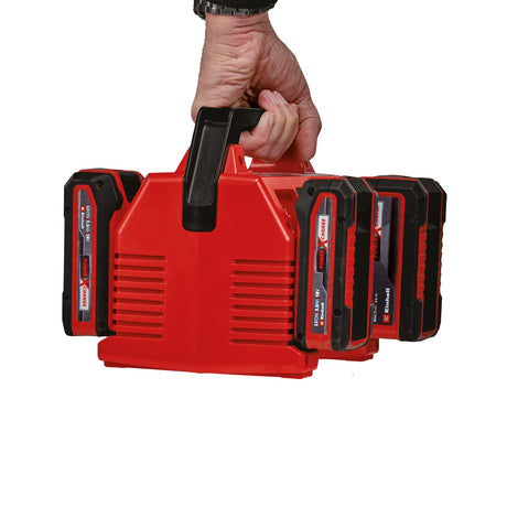Incarcator acumulatori original Einhell Power X - Quattrocharger 4A Power X - Change, Li - ion, 18 V, incarcare simultana a 2x2 baterii, monitorizare acumulator + gestionare inteligenta a incarcarii, indicator LED de stare cu 6 LED - uri Einhell - scule electrice si unelte profesionale - BricoMart