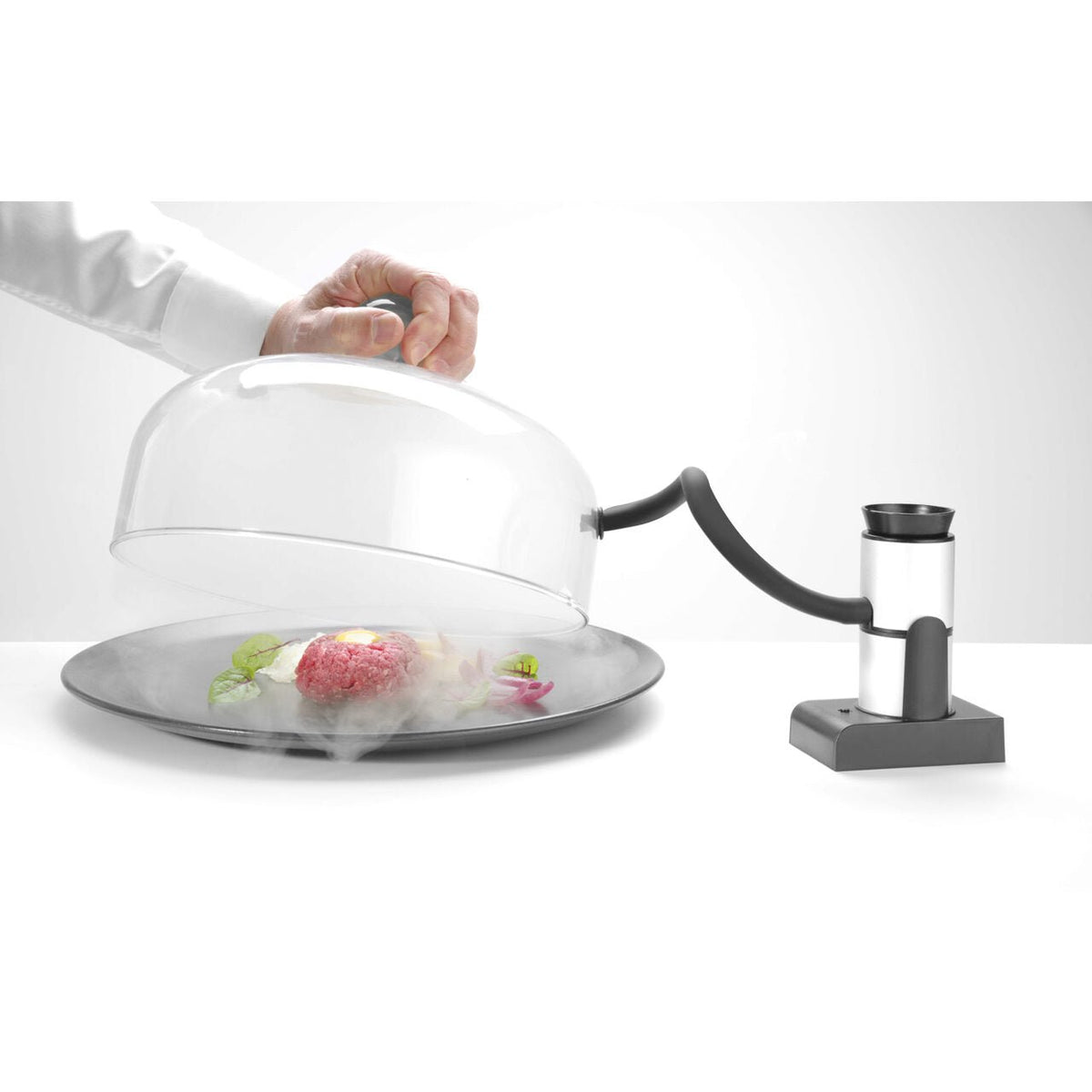 Infuzor de fum Hendi, camera detasabila, filtru integrat, furtun flexibil de cauciuc (30 cm), Aluminiu, 90x54x122 mm