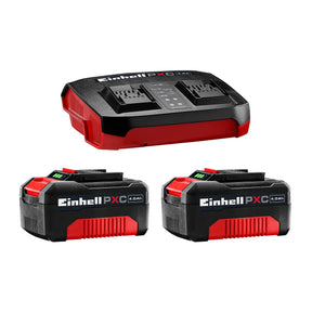 Kit 2 acumulatori si incarcator original Einhell 4,0 Ah si incarcator dublu Power X - Change, Li - Ion, 18 V, timp de incarcare de 75 min, potrivit pentru toate dispozitivele Power X - Change Einhell - scule electrice si unelte profesionale - BricoMart
