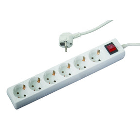 MAKALON Prelungitor 6 prize 1.5mx1.5mm cu intrerupator Corp alb si cablu Intrerupator Makalon - scule electrice si unelte profesionale - BricoMart
