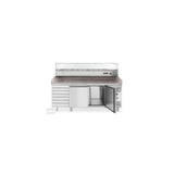 Masa pizza profesionala, cu 2 usi 7 sertare 280 L inox, ARKTIC by Hendi interval temperatura -2/+8 gr C 250 W 2020x800x(H)875 mm