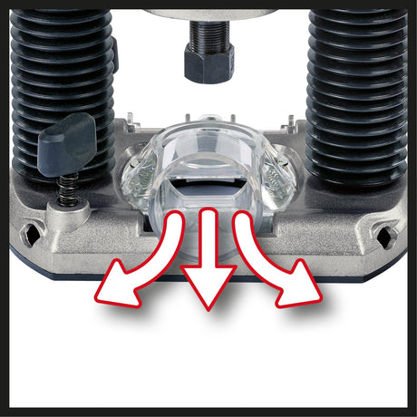 Masina de frezat Einhell TC - RO 1155 E, 1100 W, Ø 6 si 8 mm, control al vitezei, opritor paralel, adaptor pentru aspirarea prafului, inclusiv accesorii Einhell - scule electrice si unelte profesionale - BricoMart