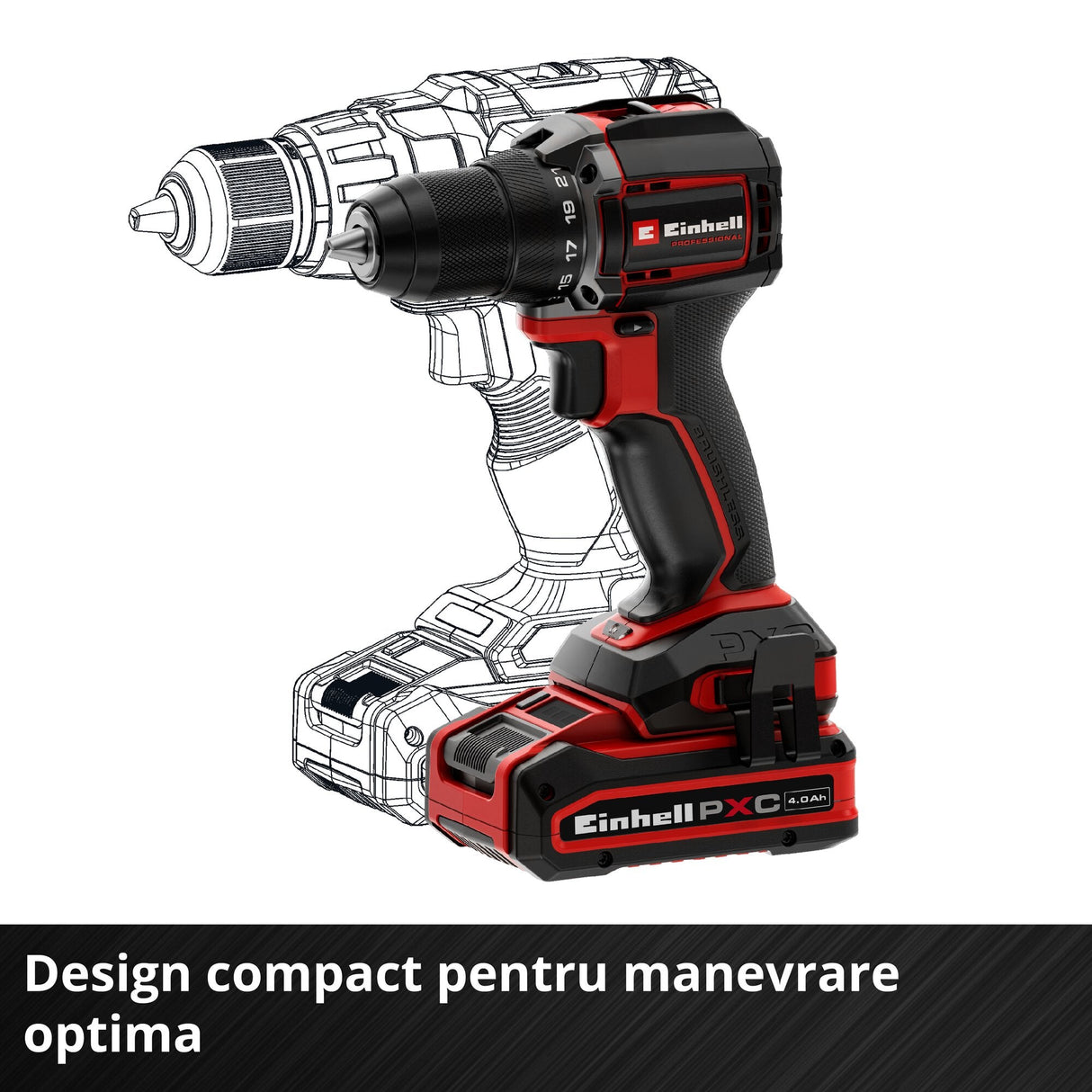 Masina de gaurit fara fir Einhell Professional TP-CD 18/50-C Li BL - Solo Power X-Change, 18 V, fara perii, 50 Nm, mandrina metalica de 13 mm, 2 viteze, anti-recul, fara baterie - imagine 8
