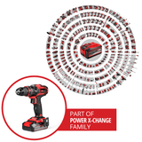 Masina de gaurit si insurubat (bormasina) cu impact pe acumulator Einhell TE - CD 18/44 Li - i (1x2.5 Ah Power X - Change, 18 V, 44 Nm, mod de gaurire cu impact, mandrina metalica de 13 mm, 2 viteze, inclusiv acumulator de 2.5 Ah si incarcator Einhell - scule electrice si unelte profesionale - BricoMart