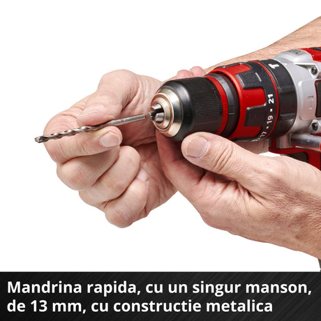 Masina de gaurit si insurubat (bormasina) cu impact pe acumulator Einhell TE - CD 18/48 Li - i Kit Power X - Change, Li - ion, 18 V, 48 Nm, capacitate de gaurire 10 mm in beton, geanta, incl. 2 baterii de 2,0 Ah si incarcator Einhell - scule electrice si unelte profesionale - BricoMart