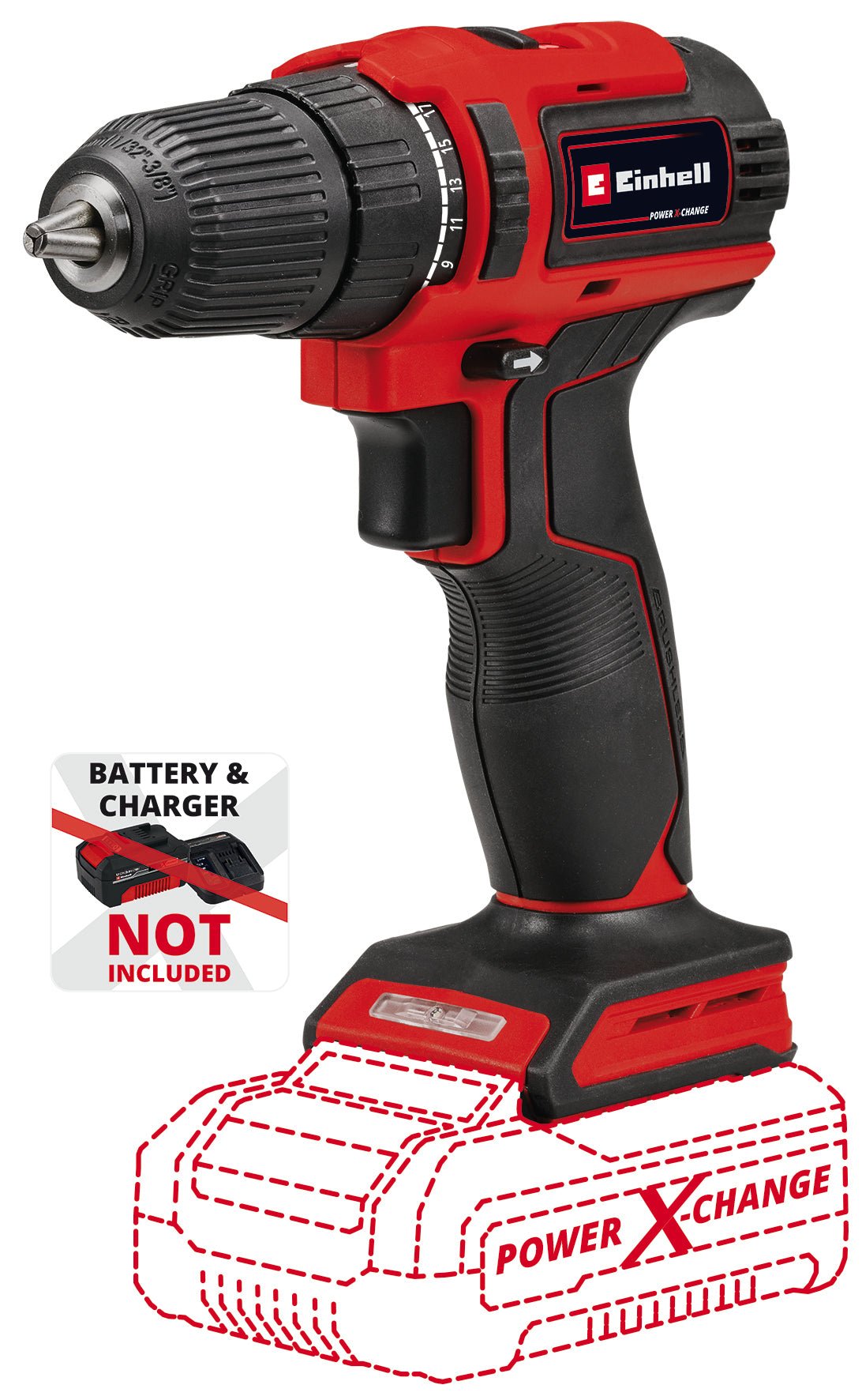 Masina de gaurit si insurubat (bormasina) pe acumulator Einhell TE - CD 18/40 Li BL - Solo Power X - Change, Li - ion, 18 V, 40 Nm, motor fara perii, electronica de control al vitezei, se livreaza fara acumulator sau incarcator Einhell - scule electrice si unelte profesionale - BricoMart