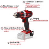 Masina de gaurit si insurubat (bormasina) pe acumulator Einhell TE - CD 18/40 Li - Solo Power X - Change, itiu - ion, 18 V, cuplu maxim 40 Nm in 21 de trepte, angrenaj cu 2 trepte pentru gaurire si insurubare, viteza electronica Einhell - scule electrice si unelte profesionale - BricoMart