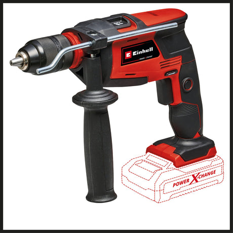Masina de gaurit si insurubat cu percutie pe acumulator Einhell TE - ID 18 Li - Solo Power X - Change, Li - Ion, 18 V, functie de gaurire si gaurire cu impact, capacitate maxima de gaurire in beton de 13 mm, mandrina rapida de 13 mm, fara baterie si incarcator Einhell - scule electrice si unelte profesionale - BricoMart