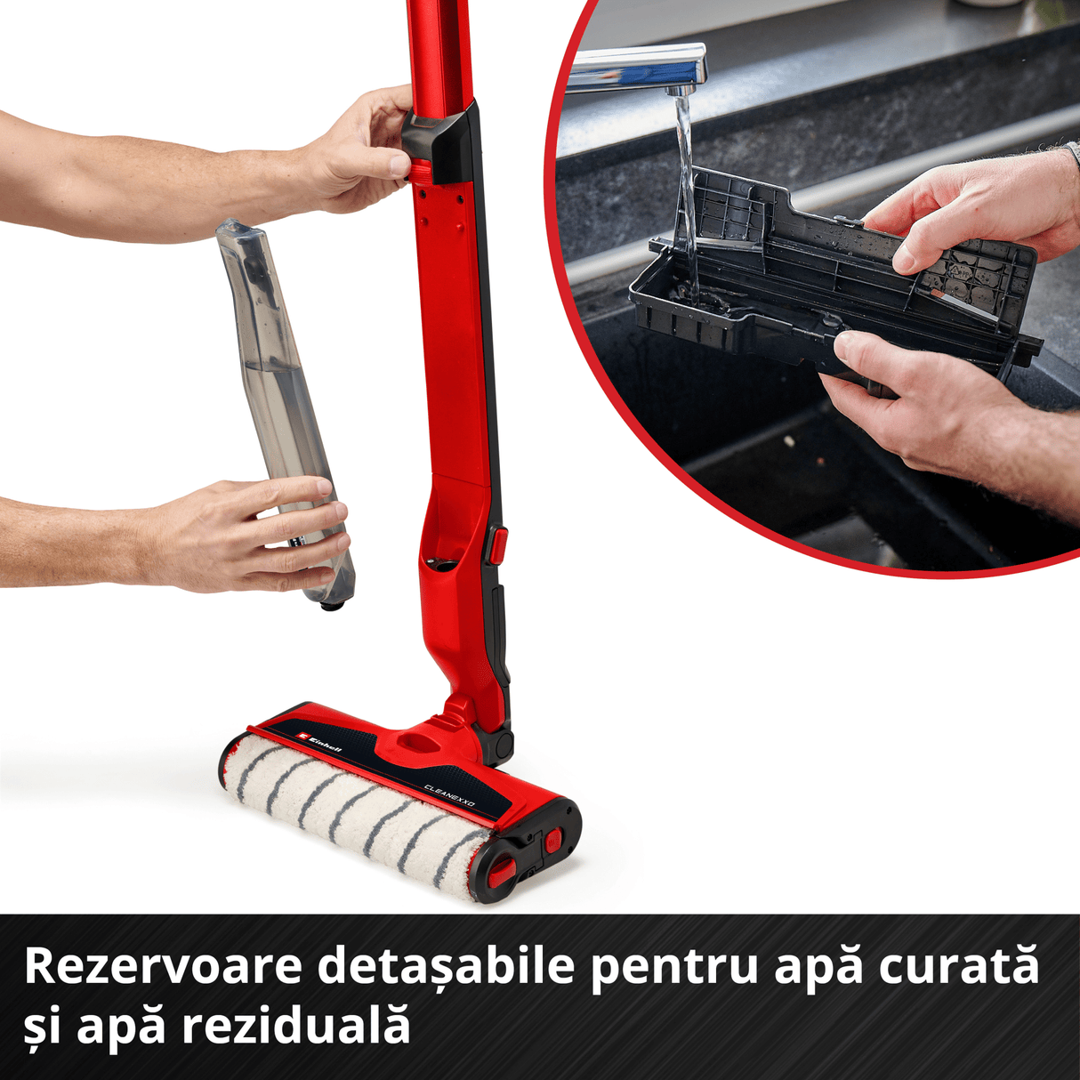 Masina de spalat podele dure pe acumulator Einhell CLEANEXXO Power X - Change (18 V, rola perie 290 mm, mod BOOST, functie de autocuratare, alimentare cu apa reglabila, fara acumulator Einhell - scule electrice si unelte profesionale - BricoMart