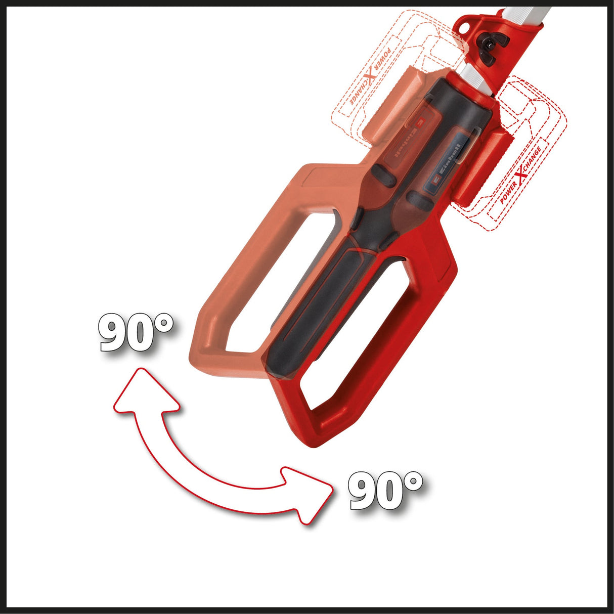 Masina de tuns gard viu telescopica pe acumulator Einhell GC - HH 18/45 Li T - Solo Power X - Change, litiu - ion, maner principal rotativ, angrenaje metalice, cap motor inclinabil in 7 directii, fara baterie si incarcator Einhell - scule electrice si unelte profesionale - BricoMart