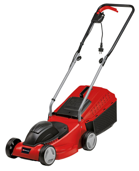 Masina de tuns iarba/gazon electrica Einhell GC - EM 1232 (1200 W, recomandata pentru peluze de pana la 300 m², reglare a inaltimii de taiere cu o singura roata in 3 trepte, sina de ghidare pliabila, cutie de colectare a ierbii de 30 l Einhell - scule electrice si unelte profesionale - BricoMart