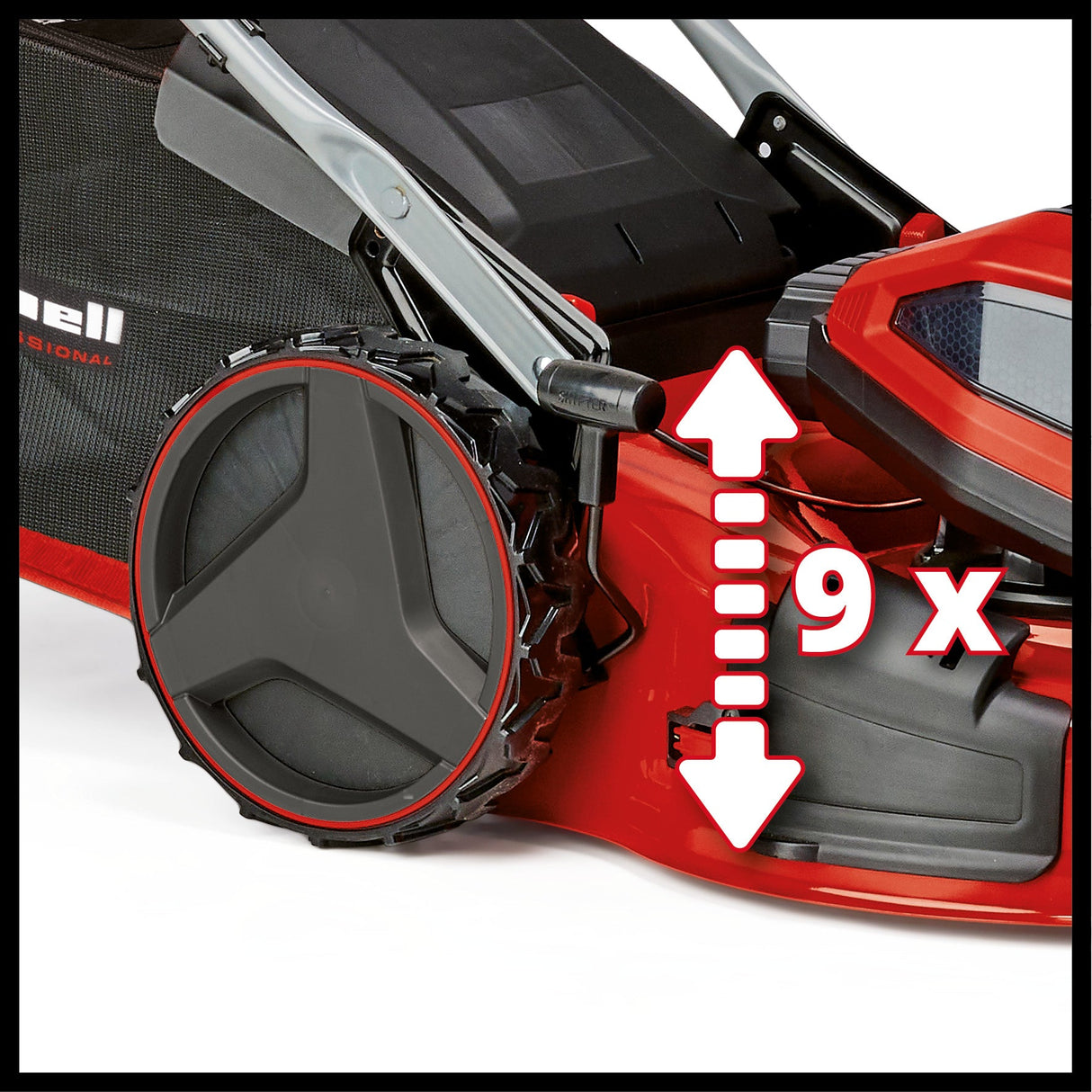 Masina de tuns iarba/gazon pe acumulator Einhell GP - CM 36/52 S Li BL Kit Power X - Change (36 V, latime de taiere 52 cm, pana la 1200 m², motor fara perii, colector de iarba de 65 L, tractiune integrala, incl. 4x baterii de 5,2 Ah + 2x incarcator dublu Einhell - scule electrice si unelte profesionale - BricoMart
