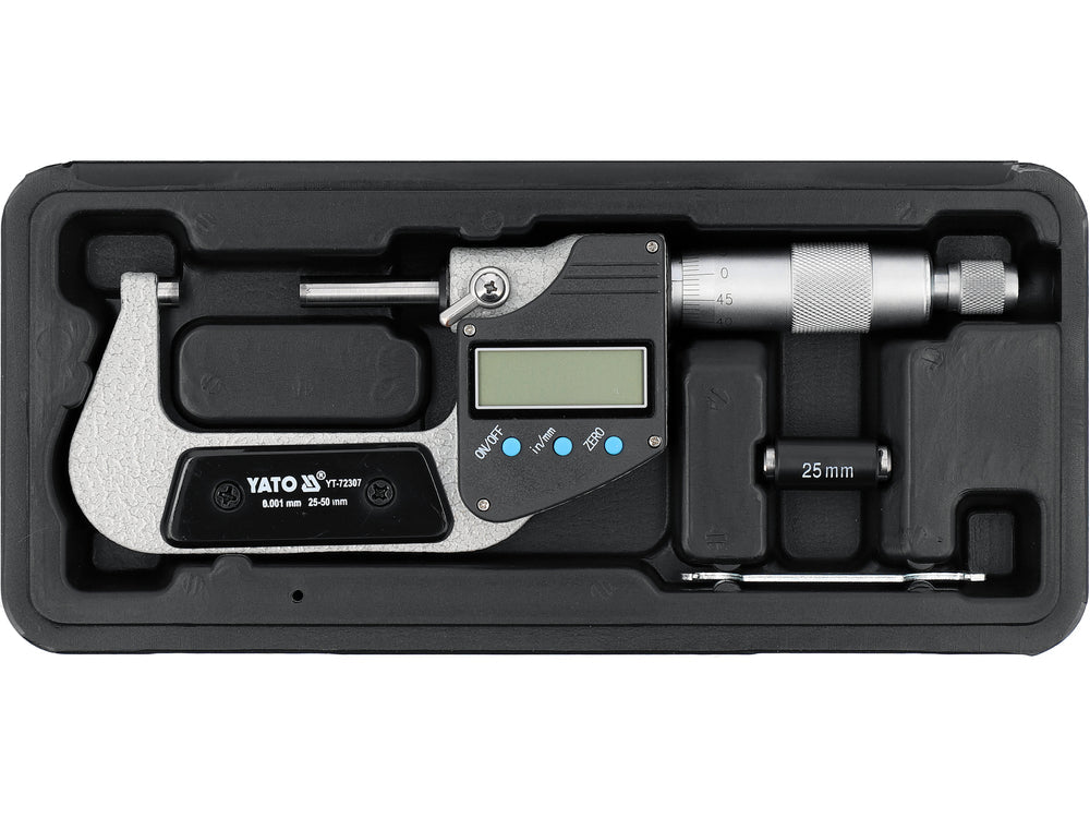 MICROMETRU DIGITAL PT EXTERIOR 25 - 50MM Yato YT - 72307 Yato - scule electrice si unelte profesionale - BricoMart
