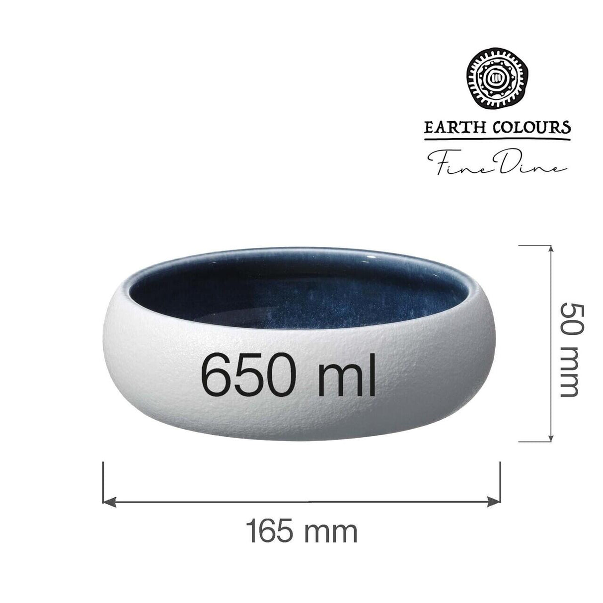 Bol Goro White Blue 165 mm, 650 ml Fine Dine