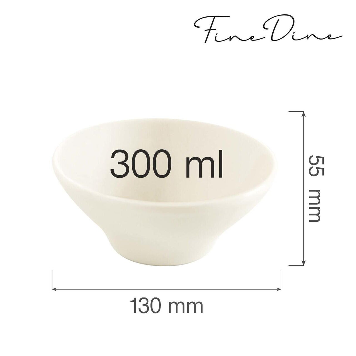 Bol conic Fine Dine, Crema 300 ml, 130 x 60 mm
