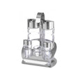 Oliviera solida / Set condimente 5 piese, Hendi, suport inox, recipiente sticla pt sare, piper, scobitori, ulei, otet