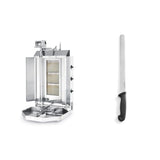 Pachet Kebab Grill gaz 3 arzatoare 40kg + Cutit HACCP 35cm