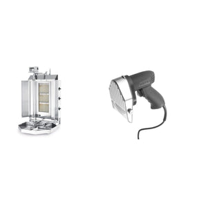 Pachet Kebab Grill gaz 3 arzatoare + Cutit electric kebab