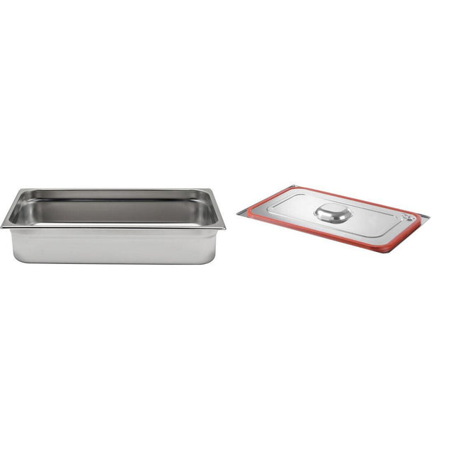 Pachet Tava GN 1/1 100mm 13.2L + Capac GN 1/1 banda silicon