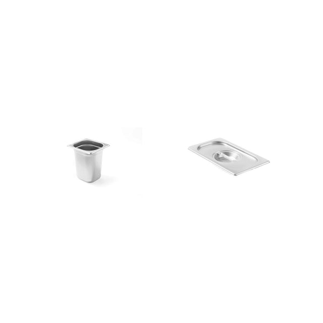 Pachet Tavă GN 1/6 150mm 2.4L + Capac GN 1/6 inox