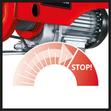 Palan cu cablu Einhell TC - EH 250, 450 W, comutator de oprire de urgenta, frana automata si comutator de limita, inclusiv 12 m de cablu metalic fara rasucire, scripete cu carlig de sarcina si bara de siguranta Einhell - scule electrice si unelte profesionale - BricoMart