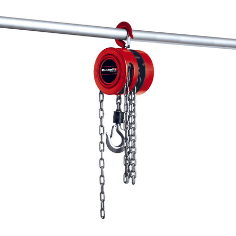 Palan cu lant Einhell TC - CH 1000, max. 1.000 kg la o inaltime de ridicare maxima de 2,5 m, carcasa metalica robusta, inchisa pentru ghidarea sigura a lantului, carlig de sarcina cu bara de siguranta Einhell - scule electrice si unelte profesionale - BricoMart
