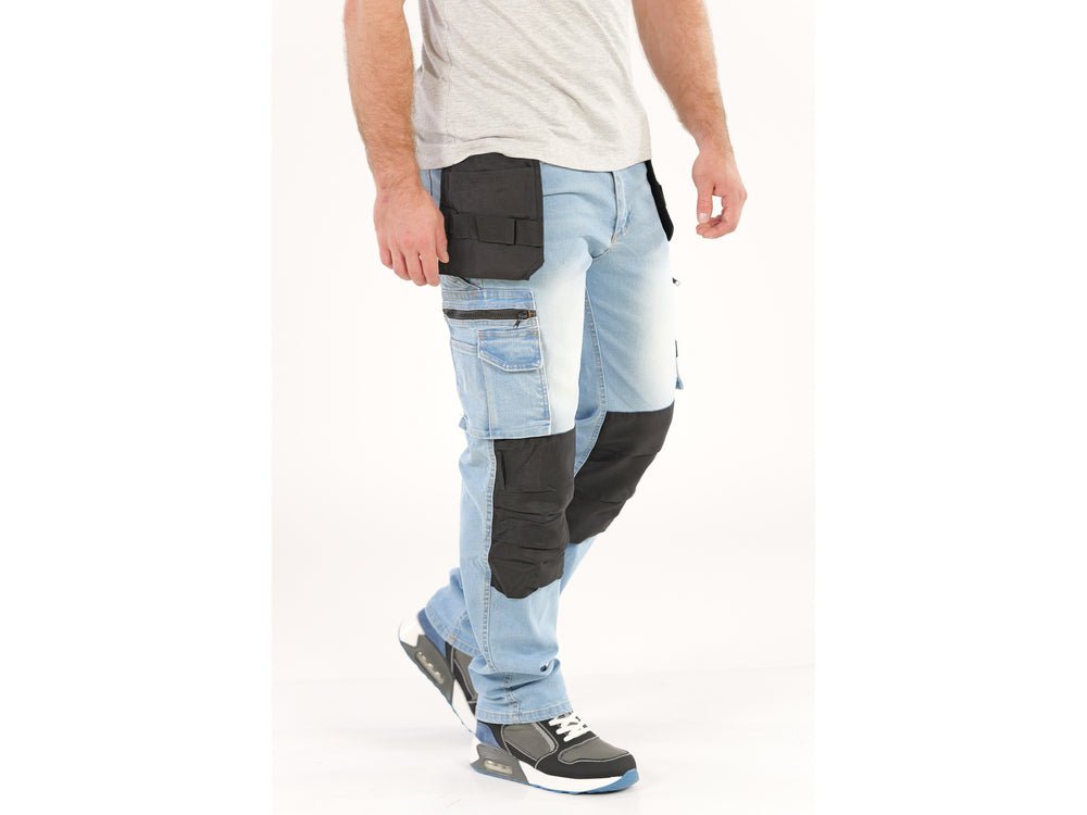 PANTALONI DE LUCRU JEANS ALBASTRU, CU ELASTAN, MARIMEA M Yato YT - 79071 - 325 g, rezistent Yato - scule electrice si unelte profesionale - BricoMart