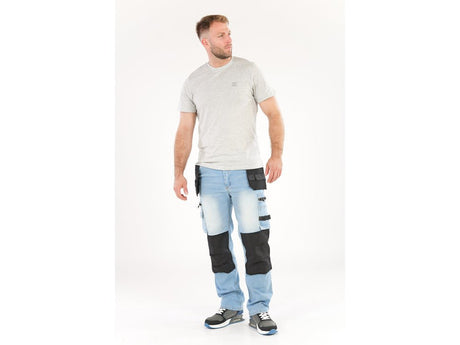 PANTALONI DE LUCRU JEANS ALBASTRU, CU ELASTAN, MARIMEA S Yato YT - 79070 - 325 g, rezistent Yato - scule electrice si unelte profesionale - BricoMart