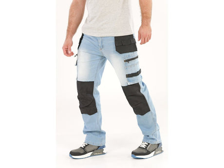 PANTALONI DE LUCRU JEANS ALBASTRU, CU ELASTAN, MARIMEA S Yato YT - 79070 - 325 g, rezistent Yato - scule electrice si unelte profesionale - BricoMart