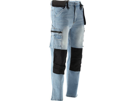 PANTALONI DE LUCRU JEANS ALBASTRU, CU ELASTAN, MARIMEA S Yato YT - 79070 - 325 g, rezistent Yato - scule electrice si unelte profesionale - BricoMart