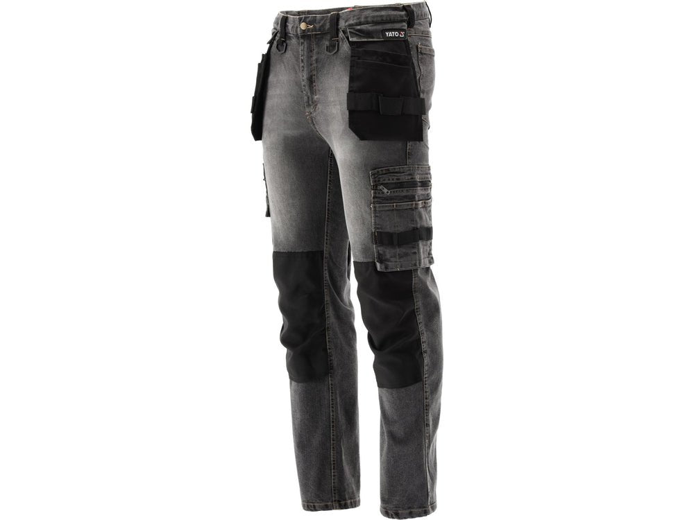 PANTALONI DE LUCRU, JEANS GRI, CU ELASTAN, MARIMEA S Yato YT - 79060 - 325 g, rezistent Yato - scule electrice si unelte profesionale - BricoMart