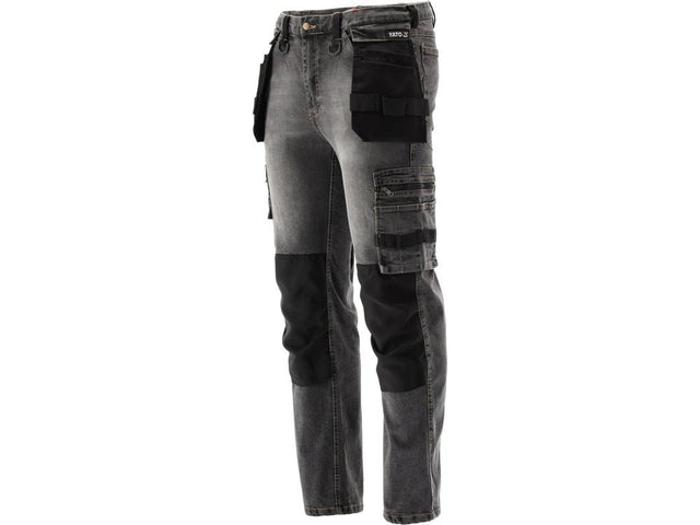 PANTALONI DE LUCRU, JEANS GRI, CU ELASTAN, MARIMEA S Yato YT - 79060 - 325 g, rezistent Yato - scule electrice si unelte profesionale - BricoMart