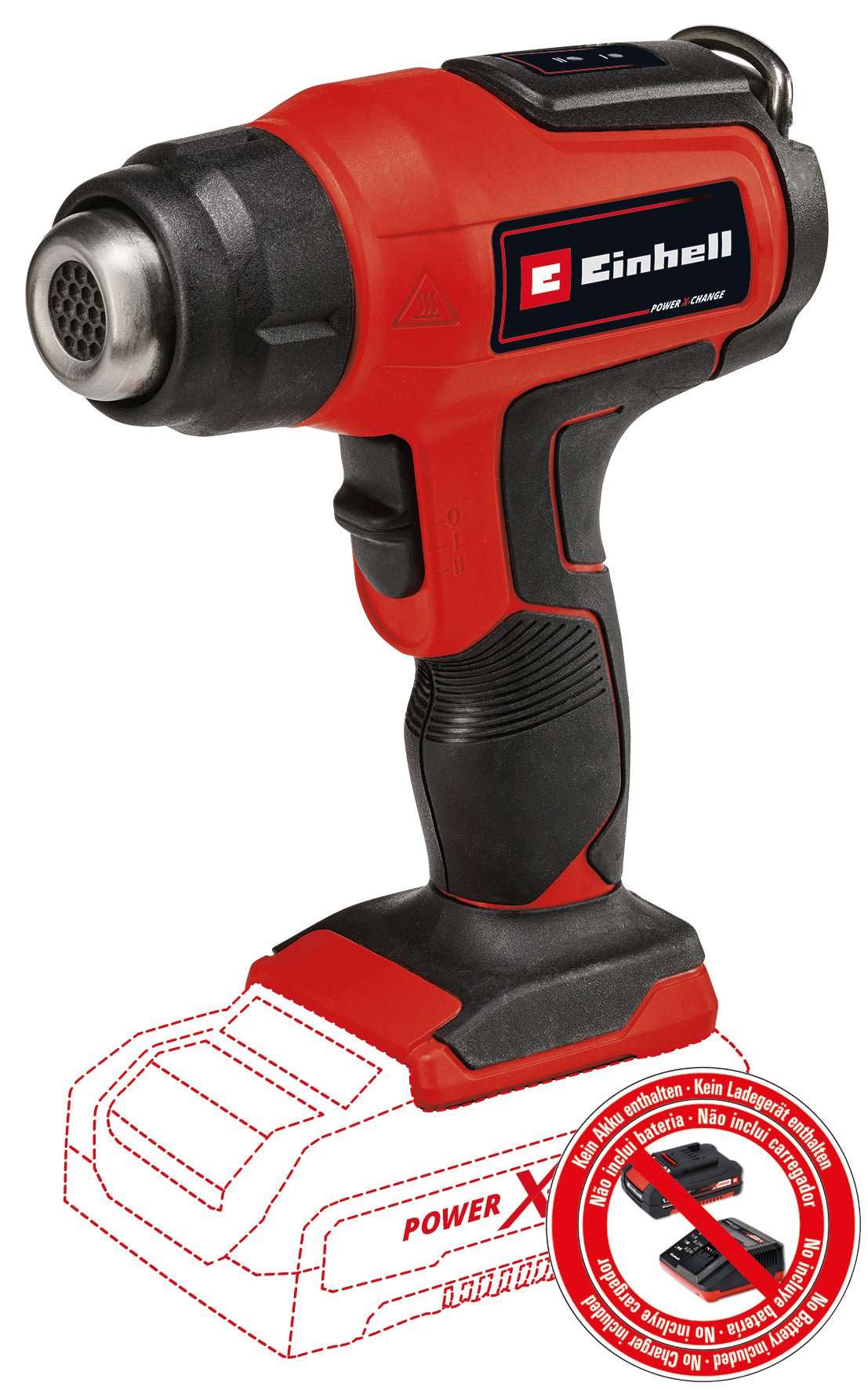 Pistol cu aer cald pe acumulator Einhell TE - HA 18 Li - Solo Power X - Change (litiu - ion, 2 niveluri de temperatura, inclusiv duze reductoare, cu jet larg si reflectoare, fara acumulator sau incarcator Einhell - scule electrice si unelte profesionale - BricoMart