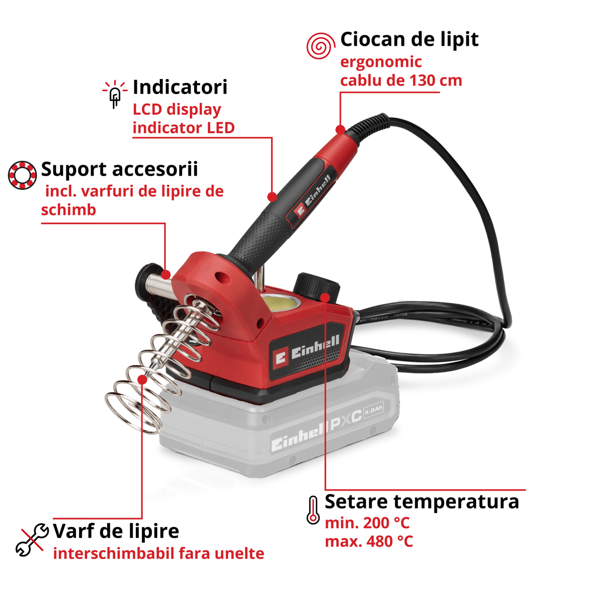 Pistol de lipit fara cablu Einhell TE - SI 18/480 Li E - Solo BricoMart - scule electrice si unelte profesionale - BricoMart