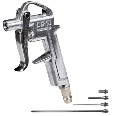 Pistol de suflat original Einhell cu 4 duze (accesorii pentru compresor, set de 5 piese, pentru 2 - 8 bar, incl. 4 duze: 20, 50, 95 si 220 mm) Einhell - scule electrice si unelte profesionale - BricoMart