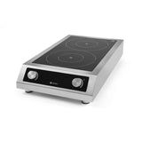 Plita cu inductie profesionala, Hendi Profi Line, model 7000 D ,putere 2x3500 W, control digital, corp inox, 40,5 cm x69,8 cm x14,5 cm inaltime