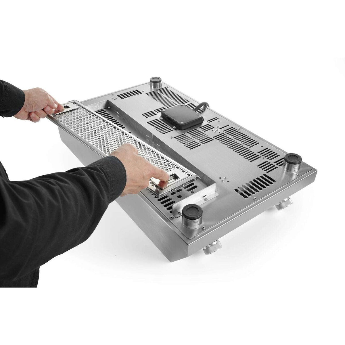 Plita cu inductie profesionala, Hendi Profi Line, model 7000 D ,putere 2x3500 W, control digital, corp inox, 40,5 cm x69,8 cm x14,5 cm inaltime