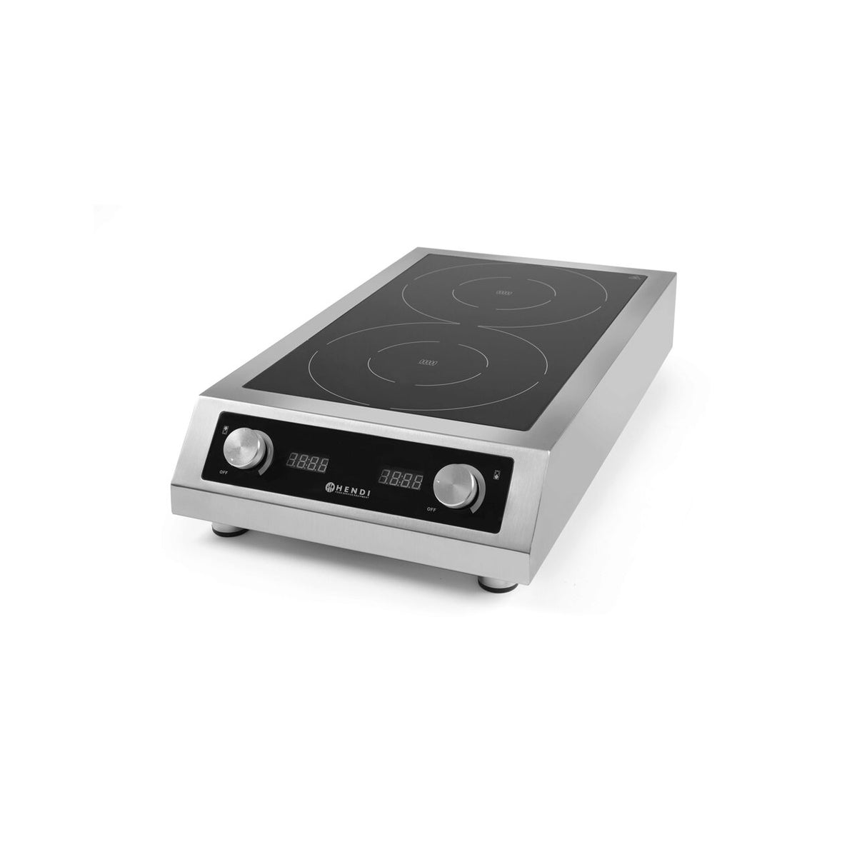 Plita cu inductie profesionala, Hendi Profi Line, model 7000 D ,putere 2x3500 W, control digital, corp inox, 40,5 cm x69,8 cm x14,5 cm inaltime