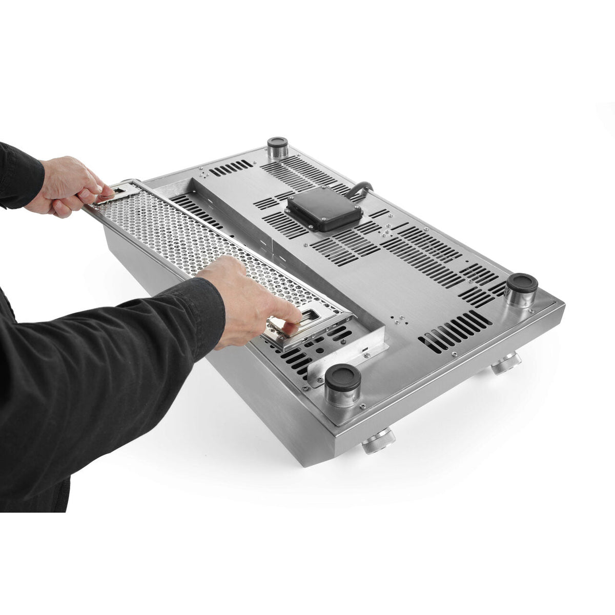 Plita cu inductie profesionala, Hendi Profi Line, model 7000 D ,putere 2x3500 W, control digital, corp inox, 40,5 cm x69,8 cm x14,5 cm inaltime