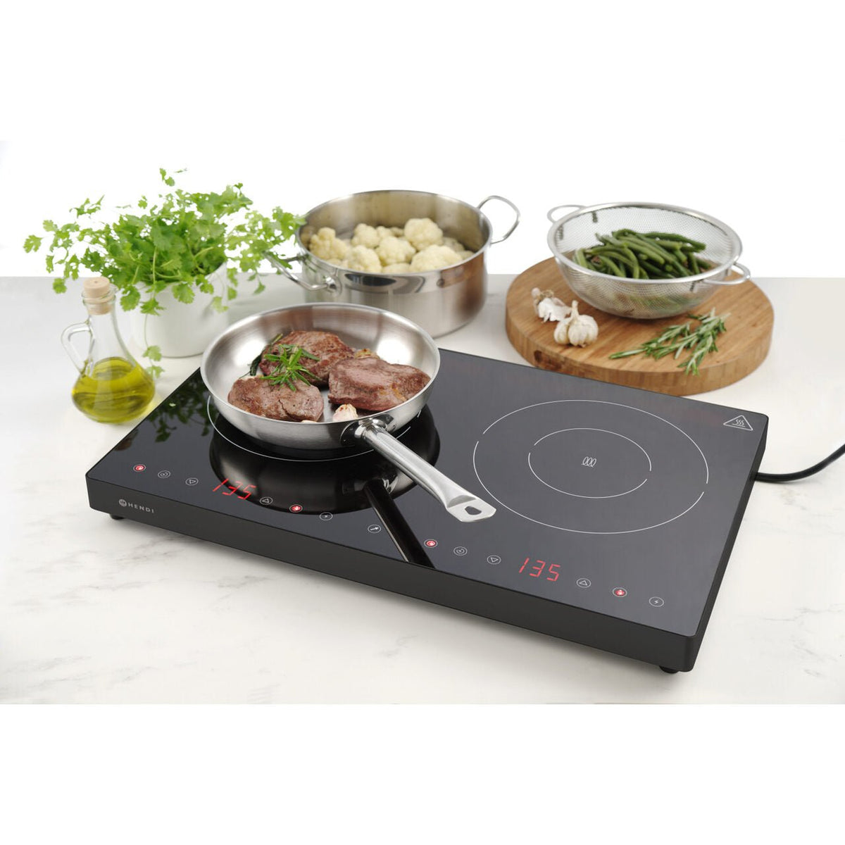 Plita dubla cu inductie Black Line, 3500W, 608x370x(H)61mm