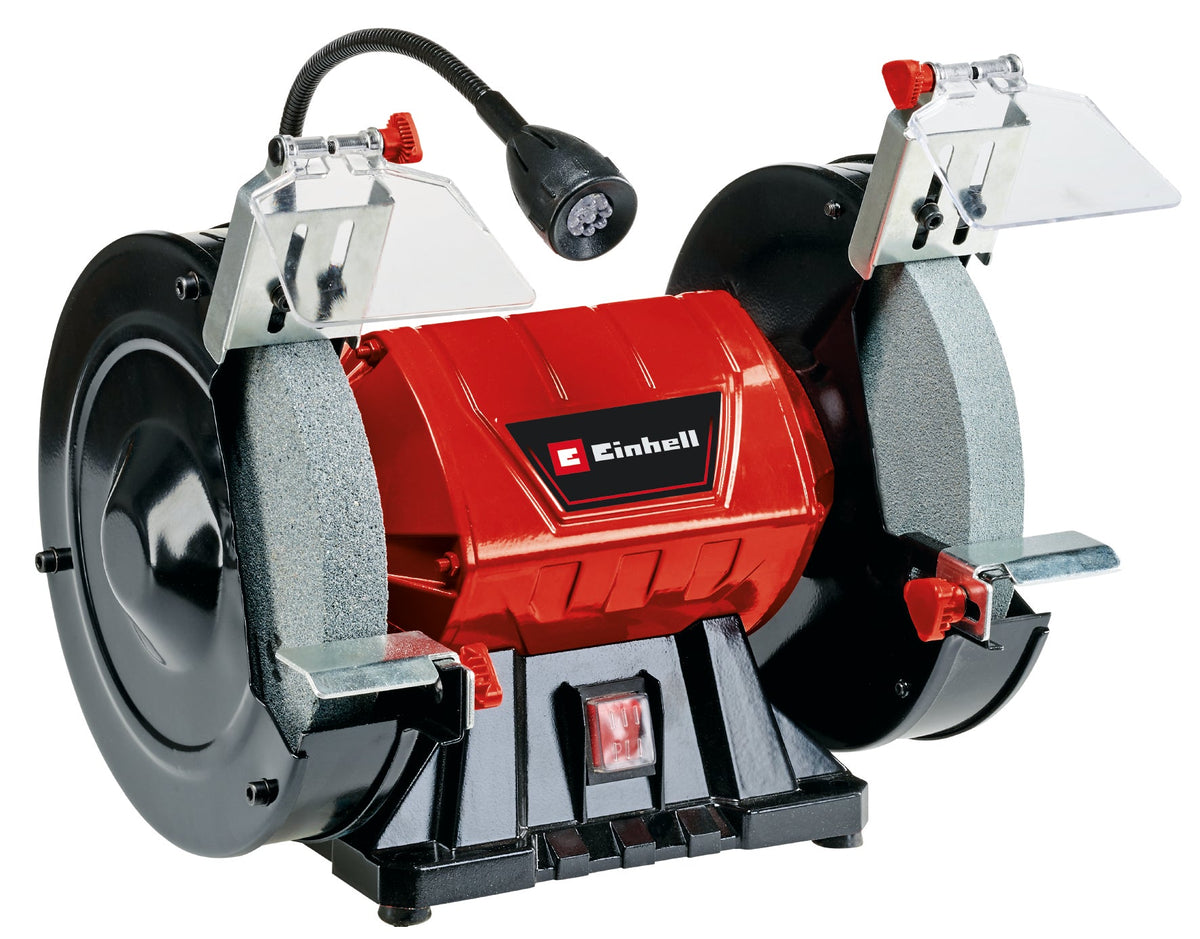 Polizor de banc cu disc dublu Einhell TC - BG 200 L (pentru corectii minore si majore, lumina flexibila, suporturi de lucru mari + reglabile, incl. disc de slefuit/slefuit grosier/fin K36/K60 Einhell - scule electrice si unelte profesionale - BricoMart