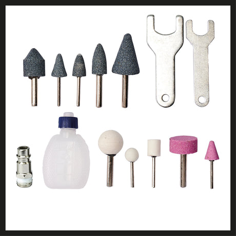 Polizor pneumatic cu stift Einhell TC - PP 220, instrument pneumatic pentru slefuire, lustruire, gravare si debavurare, incl. 10 pietre de slefuit, sticla de ulei goala, geanta de transport si depozitare Einhell - scule electrice si unelte profesionale - BricoMart