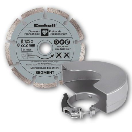 Polizor unghiular Einhell TE - AG 125/750 Kit, 750 W, sistem de blocare a axului, vibratii reduse, incl. 1x disc abraziv diamantat, protectie disc abraziv, intr - o geanta de transport Einhell - scule electrice si unelte profesionale - BricoMart