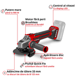 Polizor unghiular pe acumulator Einhell Professional TP - AG 18/125 CE Q Li Power X - Change, 18 V, 900 W, Ø 125 mm, adancime de taiere 33 mm, motor fara perii, electronica de viteza continua, fara disc de taiere sau acumulator Einhell - scule electrice si unelte profesionale - BricoMart