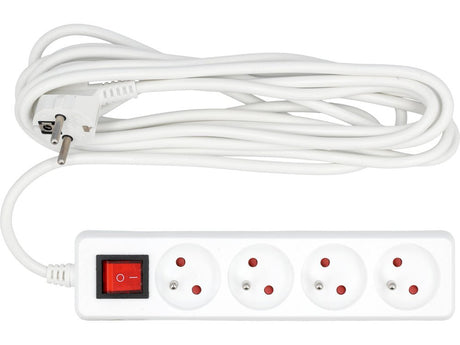 PRELUNGITOR CU INTRERUPATOR, 4 PRIZE CU IMPAMANTARE, 5M Vorel 72533 - Prelungitoare cu intrerupator, 5 m Vorel - scule electrice si unelte profesionale - BricoMart
