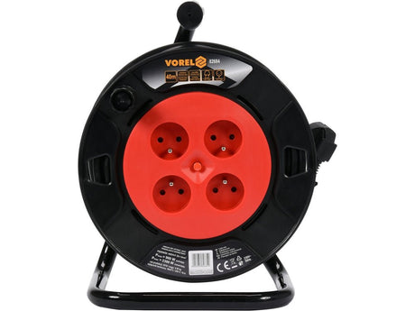 PRELUNGITOR PE TAMBUR, 4 PRIZE, 3X1.5MM2, 50M Vorel 82685 - Prelungitoare tambur Vorel - scule electrice si unelte profesionale - BricoMart