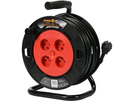 PRELUNGITOR PE TAMBUR, 4 PRIZE, 3X1MM2, 40M Vorel 82684 - Prelungitoare tambur Vorel - scule electrice si unelte profesionale - BricoMart