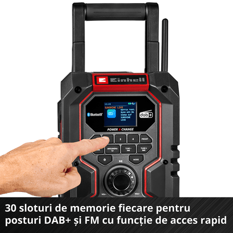 Radio fara fir Einhell TE - CR 18 Li DAB+/FM/BT - Solo - cablu 1.8 m, Softgrip, 10 W, USB BricoMart - scule electrice si unelte profesionale - BricoMart